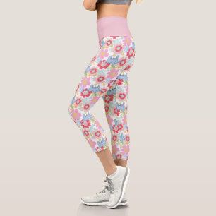 Horton Hears A Who   Pastel Flower Pattern Capri Leggings