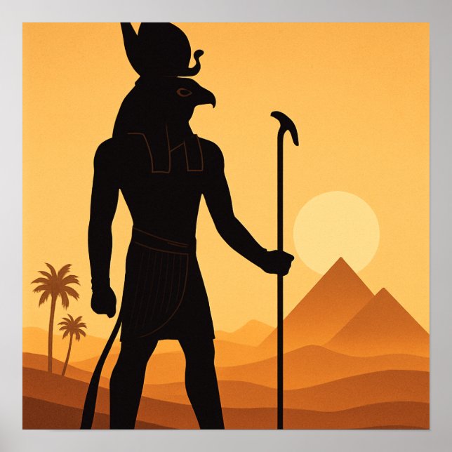 Horus Egyptian God Desert Sunset Poster Art (Front)