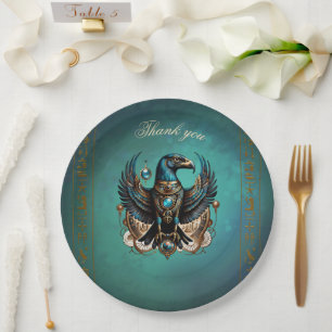 Horus the falcon god. paper plate