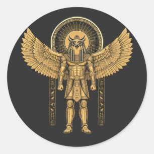 Horus with Sun Disk  Classic Round Sticker