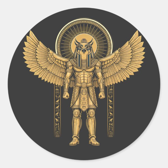 Horus with Sun Disk  Classic Round Sticker (Front)