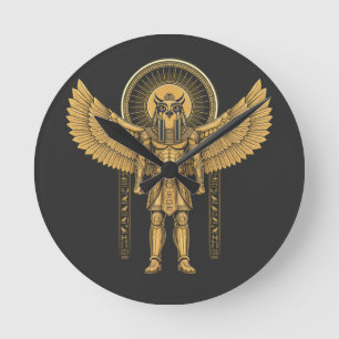 Horus with Sun Disk Round Clock
