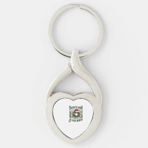 Hos House Christmas Wreath Santa Hat Lights Key Ring