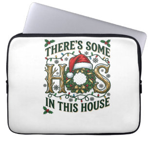 Hos House Christmas Wreath Santa Hat Lights Laptop Sleeve