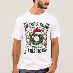 Hos House Christmas Wreath Santa Hat Lights T-Shirt