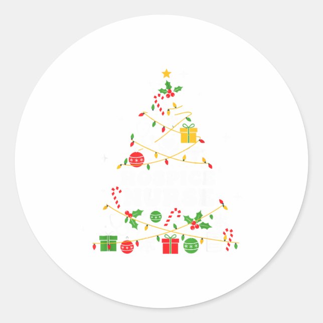 Hosce Nurse Christmas Tree Lights Womens Mens Kids Classic Round Sticker (Front)