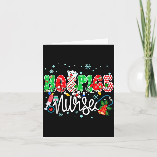 Hosce Nurse Funny Xmas Light Stethoscope Christmas Card (Front)
