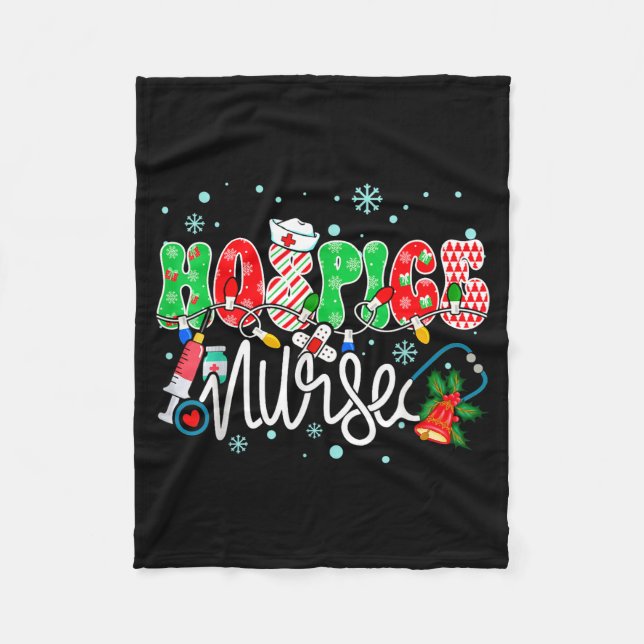 Hosce Nurse Funny Xmas Light Stethoscope Christmas Fleece Blanket (Front)
