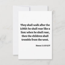 Hosea 11:10 KJV Bible Verse Flat Greeting Card