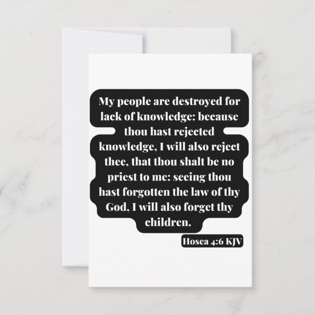 Hosea 4:6 Bible Scripture Greeting Card (Front)