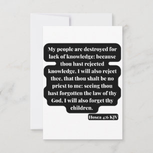 Hosea 4:6 Bible Scripture Greeting Card