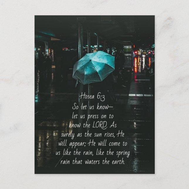 Hosea 6:3 Let us press on to know the Lord, Bible Postcard (Front)