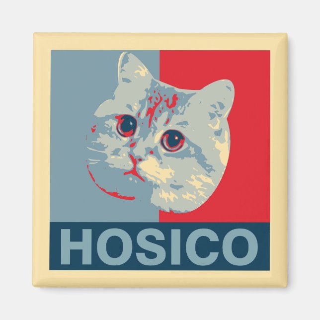 Hosico - Red Blue Illustration Magnet (Front)