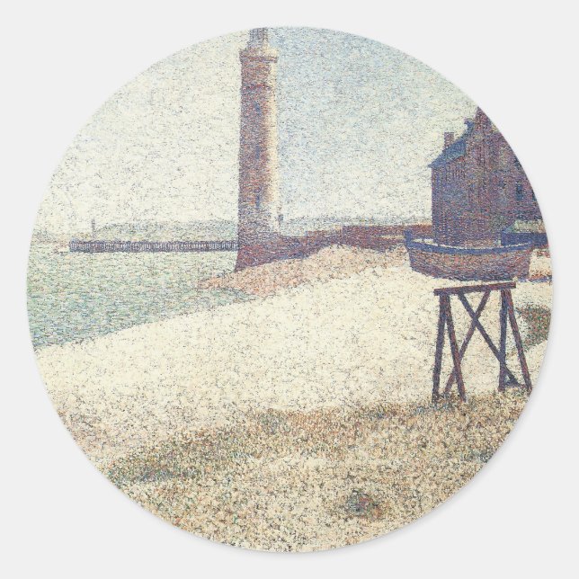 Hospice and Lighthouse, Honfleur by Georges Seurat Classic Round Sticker (Front)