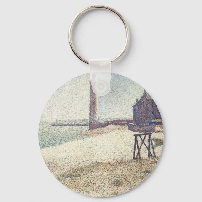 Hospice and Lighthouse, Honfleur by Georges Seurat Key Ring (Front)