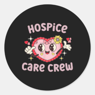 Hospice Care Crew Valentine Day Heart Flower Palli Classic Round Sticker