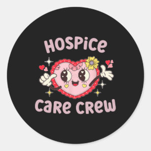 Hospice Care Crew Valentine Day Heart Flower Palli Classic Round Sticker