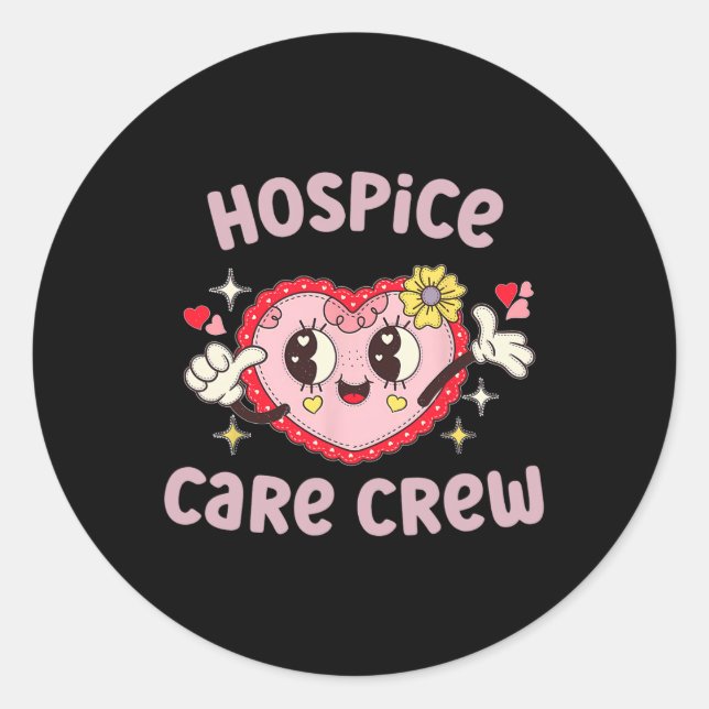 Hospice Care Crew Valentine Day Heart Flower Palli Classic Round Sticker (Front)
