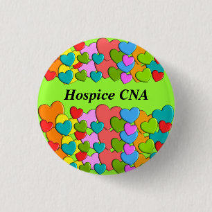 Hospice CNA Buttons Colourful Hearts