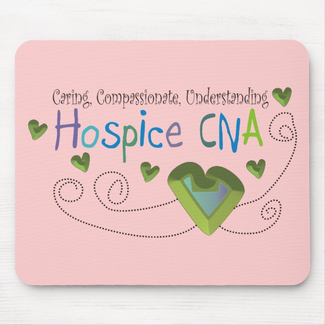 Hospice CNA Green Hearts Mouse Mat (Front)