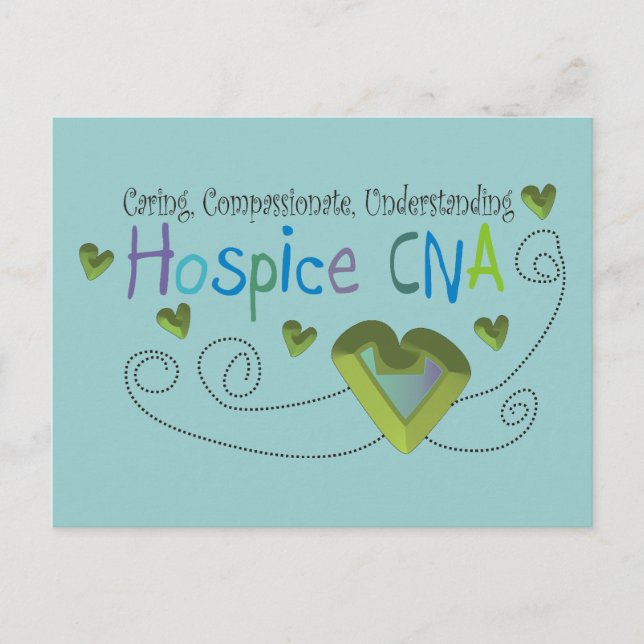 Hospice CNA Green Hearts Postcard (Front)