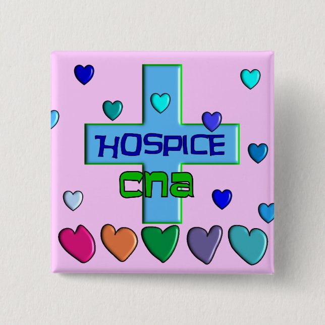 Hospice CNA Multi Hearts Design 15 Cm Square Badge (Front)
