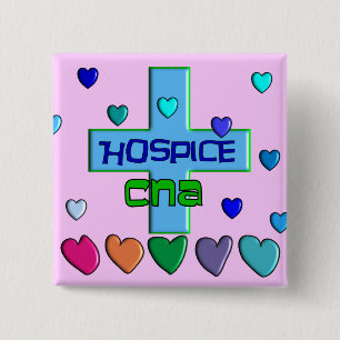 Hospice CNA Multi Hearts Design 15 Cm Square Badge