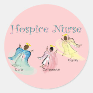 Hospice Nurse 3 Angels Design Classic Round Sticker