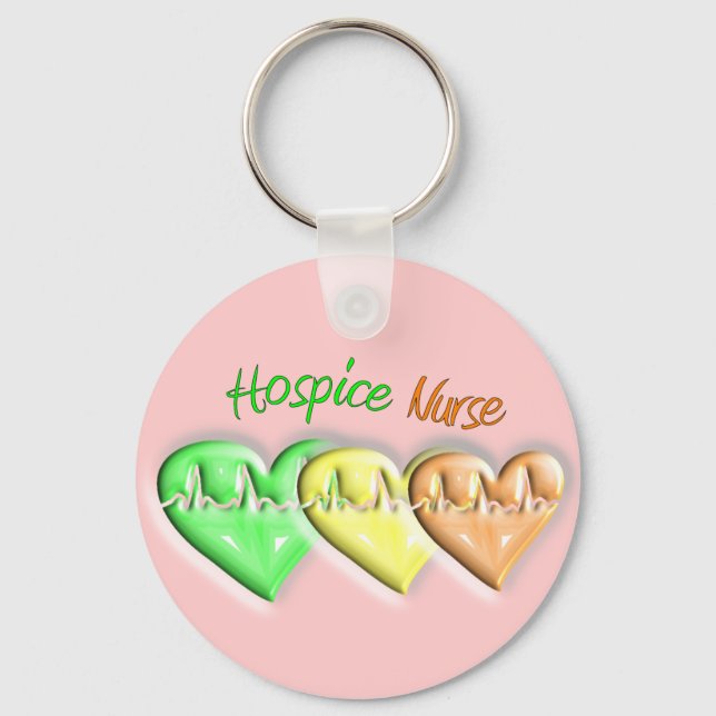 Hospice Nurse 3D Hearts Key Ring (Front)