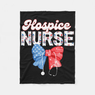 Hospice Nurse, Coquette Bow Stethoscope,4th Of Jul Fleece Blanket