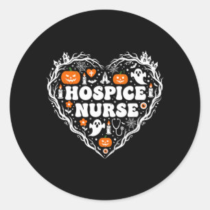 Hospice Nurse Heart Pumpkin Ghost Halloween Kids Classic Round Sticker