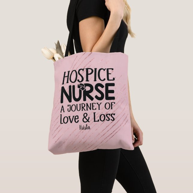 Hospice Nurse Journey Pink Tote Bag (Close Up)