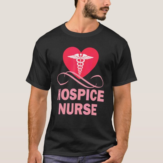 Hospice Nurse Love Heart Print Cute Idea Emergency T-Shirt (Front)