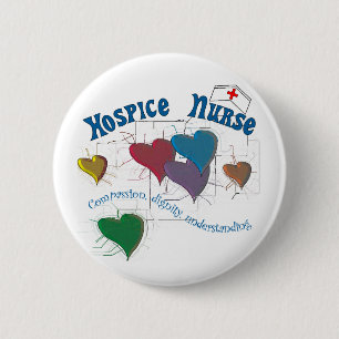 Hospice Nurse Multi Coloured Hearts 6 Cm Round Badge