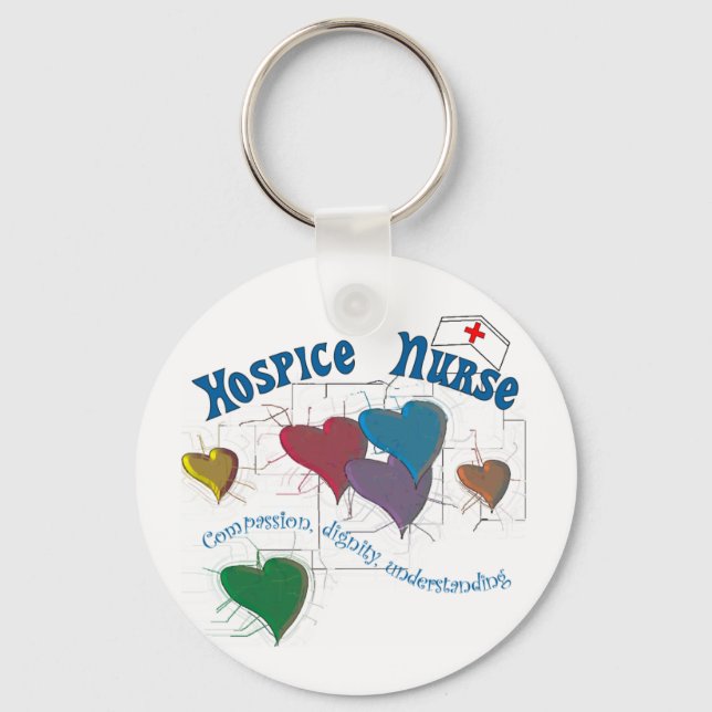 Hospice Nurse Multi Coloured Hearts Key Ring (Front)