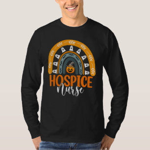 Hospice Nurse Nursing Rainbow Halloween Pumpkin Co T-Shirt