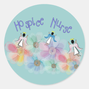 Hospice Nurse WHISPY Angels Design Classic Round Sticker