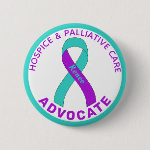 Hospice & Palliative Care Ribbon White Button