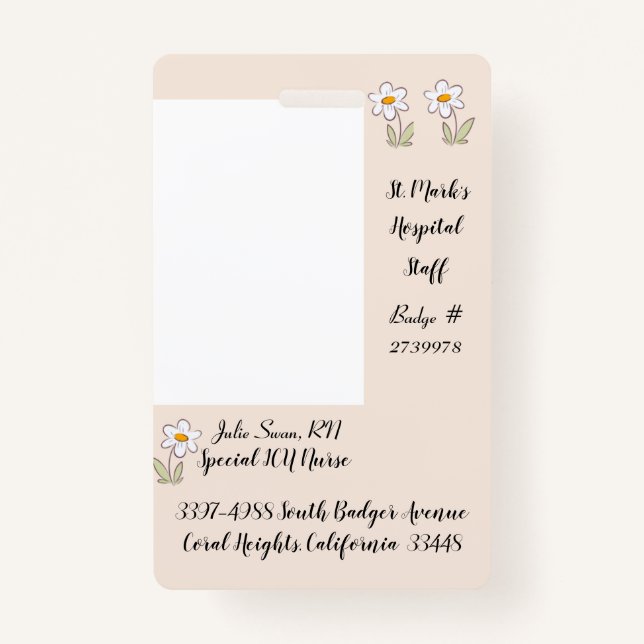 Hospital Badge for ICU Nurse ID Badge (Front)