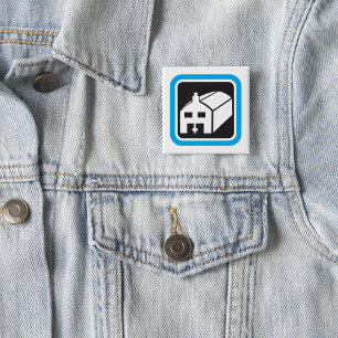 Hospital Barn Icon Minimalist Healthcare Facility  15 Cm Square Badge