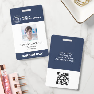 Hospital Clinic Doctor Employee QR Code ID Badge