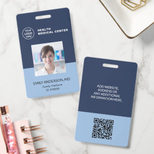 Hospital Clinic Doctor Employee QR Code ID Badge