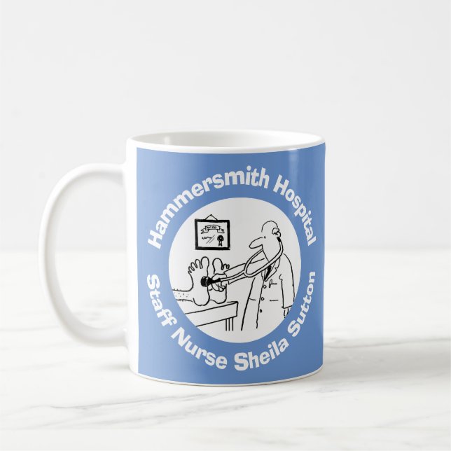 Hospital, Clinic, or Surgery with Name of Nurse. Coffee Mug (Left)