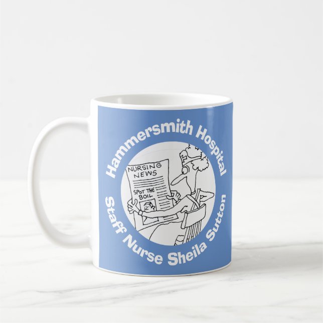 Hospital, Clinic, or Surgery with Name of Nurse. Coffee Mug (Left)