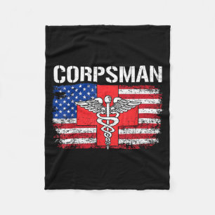 Hospital Corpsman Flag American USA Military Fleece Blanket