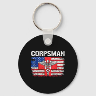 Hospital Corpsman Flag American USA Military Key Ring