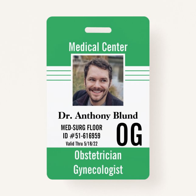 Hospital Doctor identification Photo Name Bar Code ID Badge (Front)