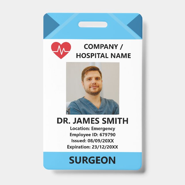 Hospital Doctor Nurse Care Security Photo ID Badge (Front)