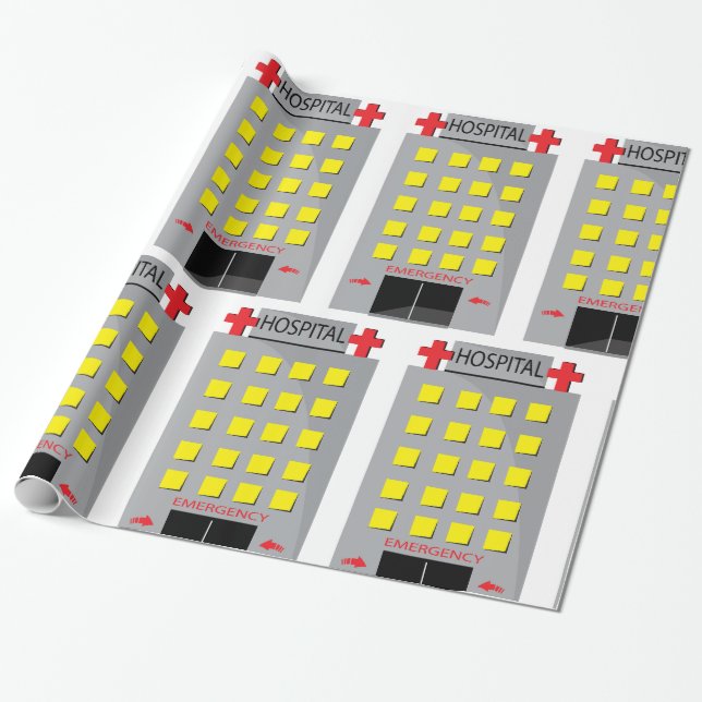 Hospital Emergency Medical Building Wrapping Paper (Unrolled)