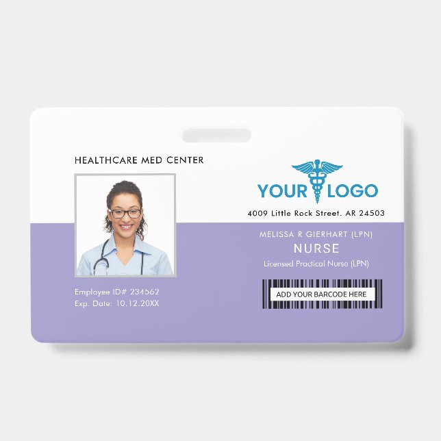 Hospital Employee Business Logo and Photo ID Badge (Front)